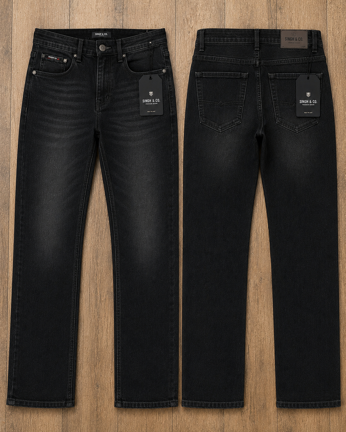 Men's Straight Fit Denim Jeans – Jet Black Wash