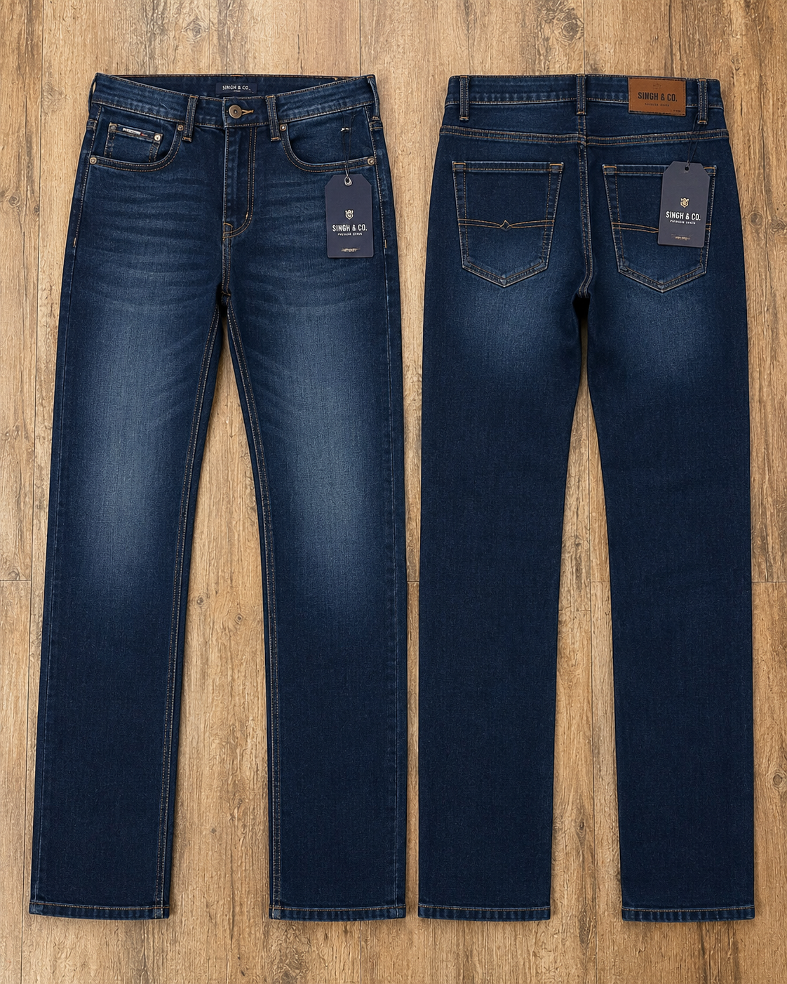 Men's Straight Fit Denim Jeans – Deep Indigo Wash