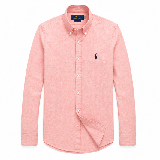 Men's Coral Pink Linen Summer Shirt | SINGH & CO
