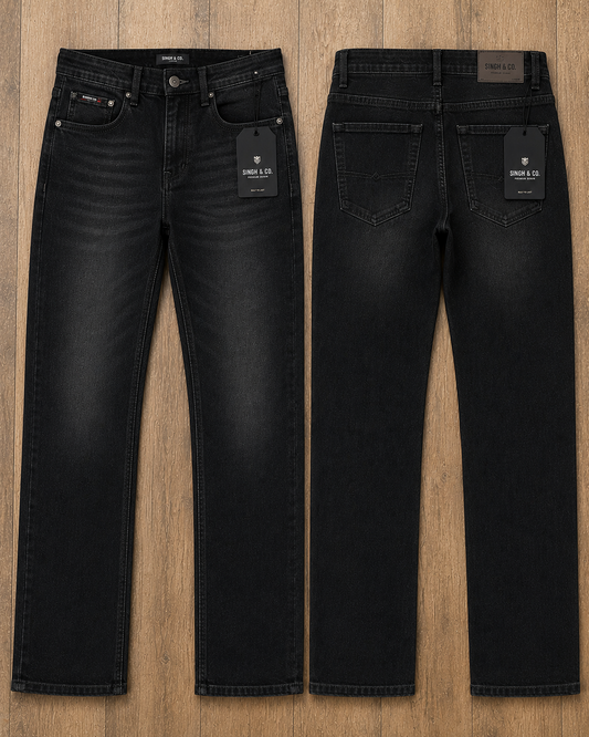 Men's Straight Fit Denim Jeans – Jet Black Wash